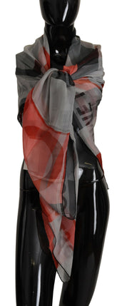 Foulard châle rouge gris