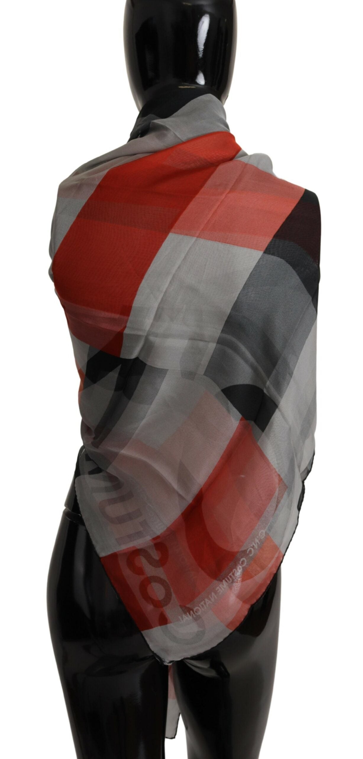 Foulard châle rouge gris