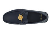 Elegant Navy Blue Calf Leather Loafers