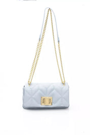 Elegant Light Blue Shoulder Bag with Golden Accents