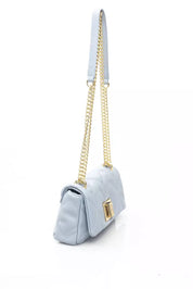 Elegant Light Blue Shoulder Bag with Golden Accents