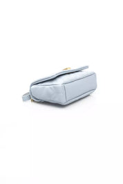 Elegant Light Blue Shoulder Bag with Golden Accents