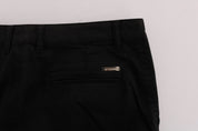 Elegant Slim Fit Black Cotton Trousers