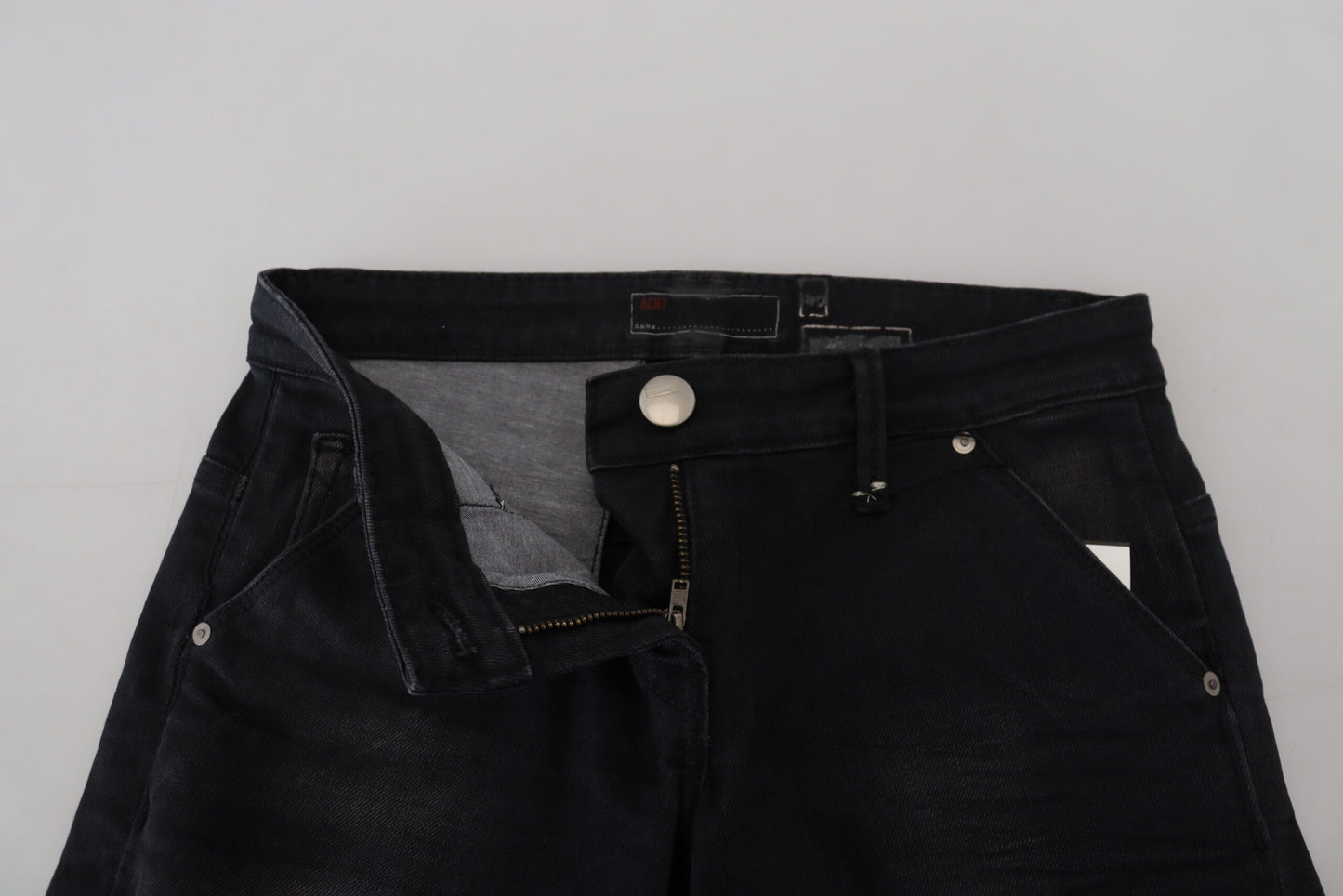 Sleek Black Washed Low Waist Skinny Jeans