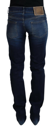 Blaue Baumwoll-Damen-Jeans aus lässigem Denim