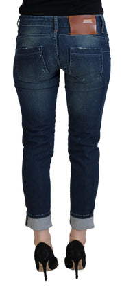 Blaue Baumwoll-Slim-Fit-Damen-Jeans aus lässigem Denim