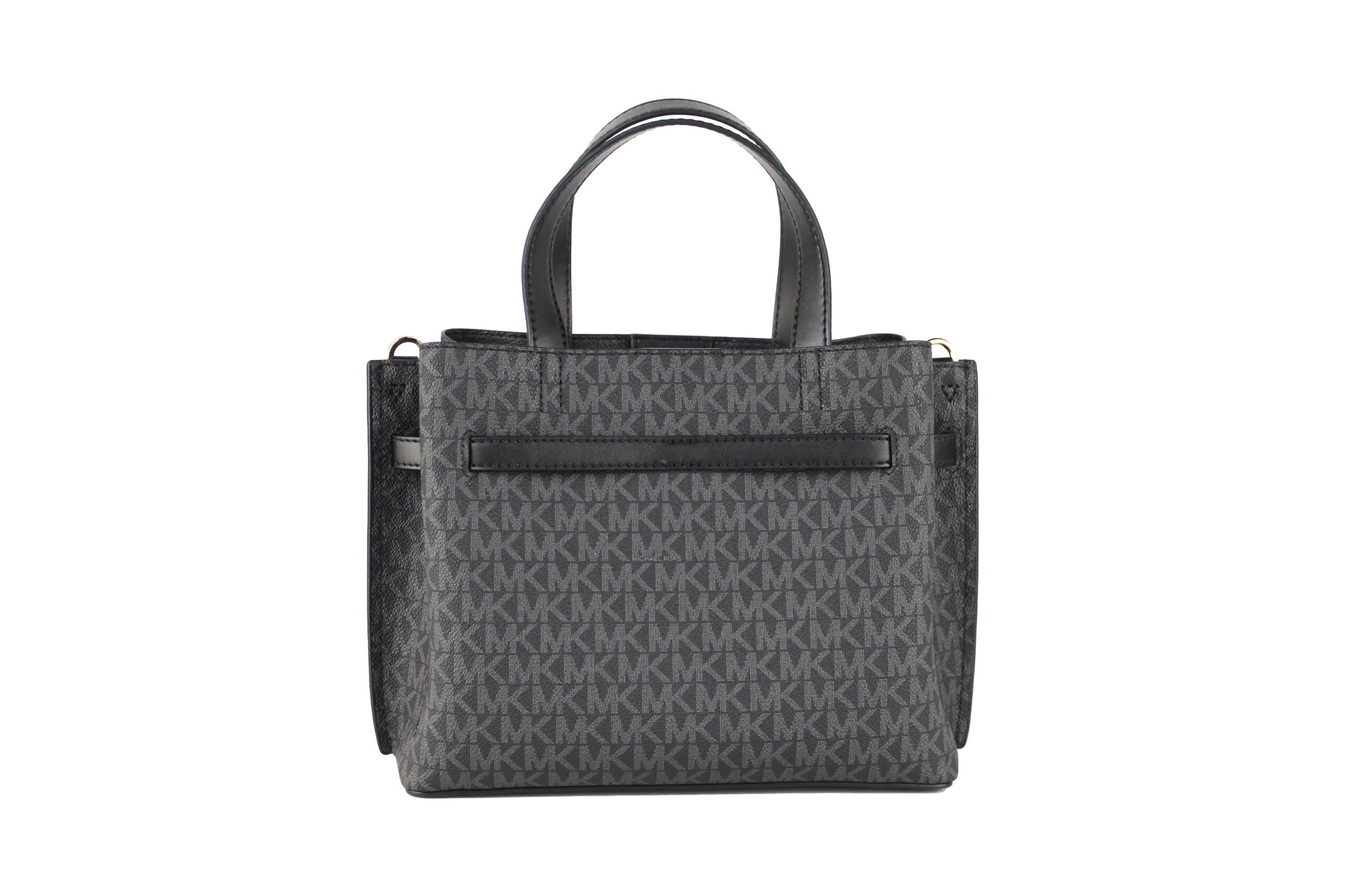 Emilia Small Black Signature PVC Satchel Crossbody Handbag Purse