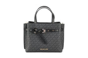 Emilia Small Black Signature PVC Satchel Crossbody Handbag Purse