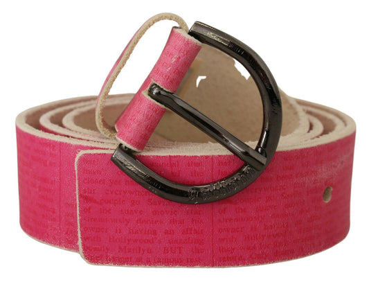 Ceinture en cuir rose à boucle ronde avec logo et lettre