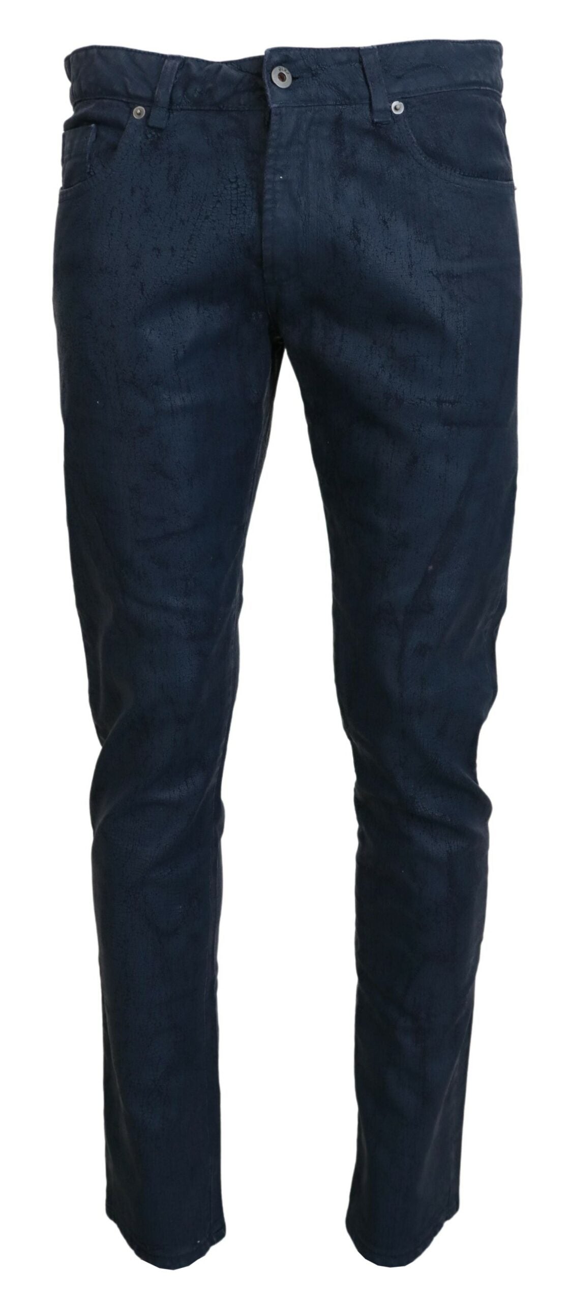 Blaue, schmal zulaufende Slim-Fit-Herren-Jeans aus lässigem Denim aus Baumwolle