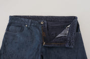 Blaue, schmal zulaufende Slim-Fit-Herren-Jeans aus lässigem Denim aus Baumwolle