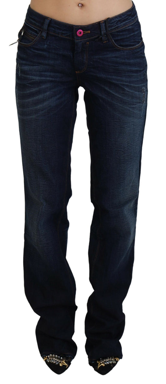 Blaue Jeans mit gerader Jeans und niedriger Taille