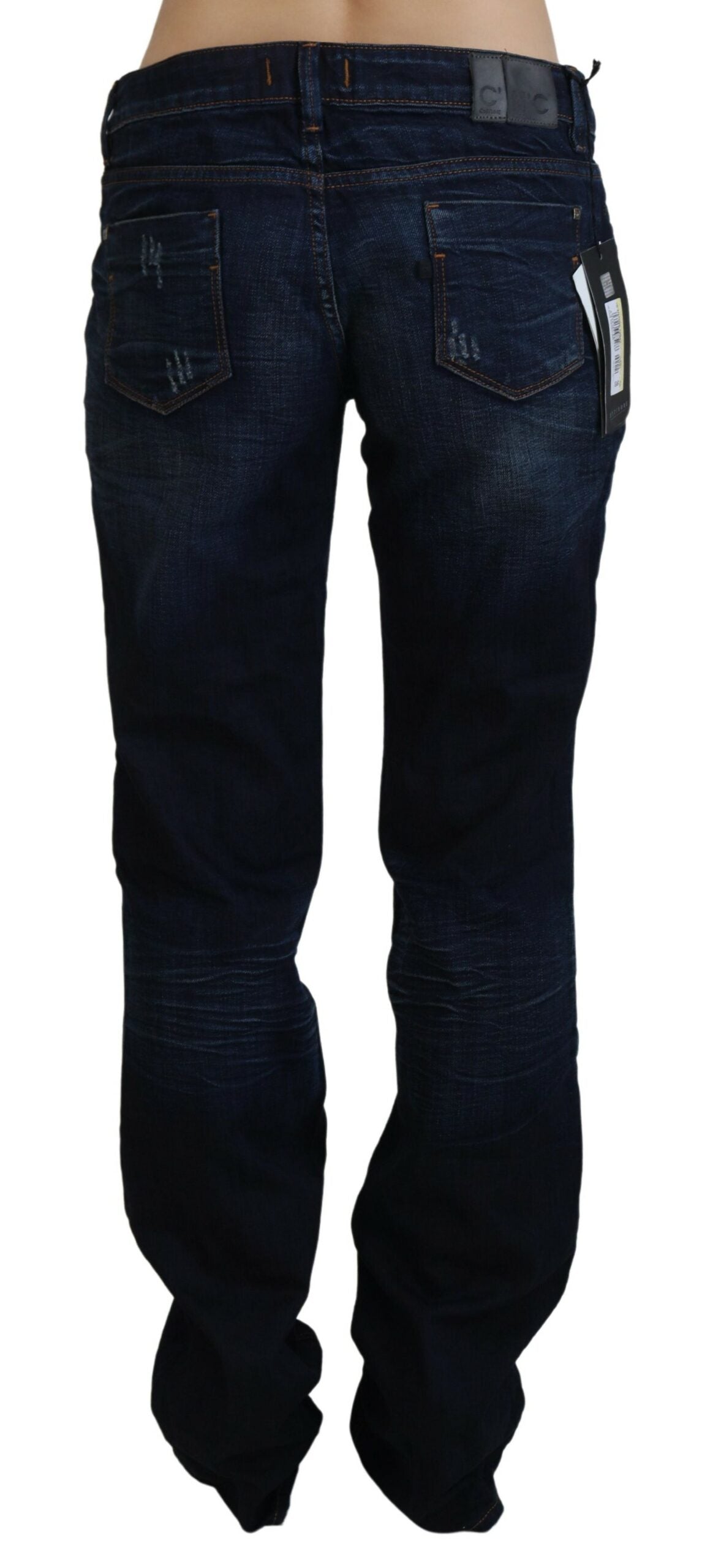 Blaue Jeans mit gerader Jeans und niedriger Taille