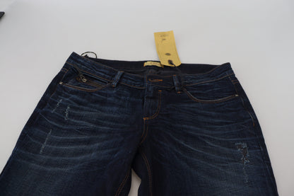 Blaue Jeans mit gerader Jeans und niedriger Taille