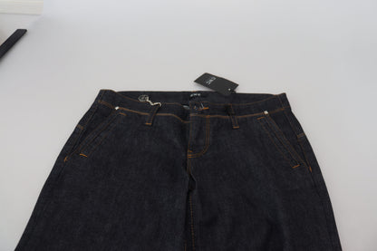 Blaue Jeans mit gerader Jeans und niedriger Taille