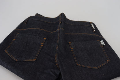 Blaue Jeans mit gerader Jeans und niedriger Taille