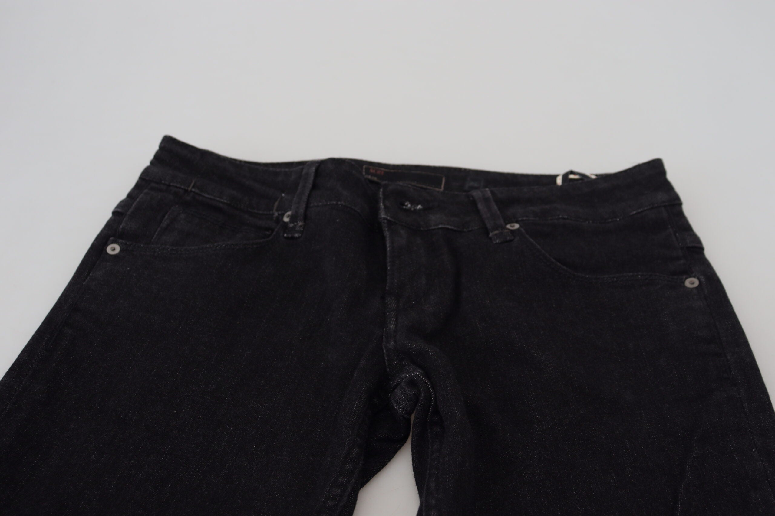 Schwarze Slim-Fit-Jeans aus Baumwolldenim mit niedriger Taille