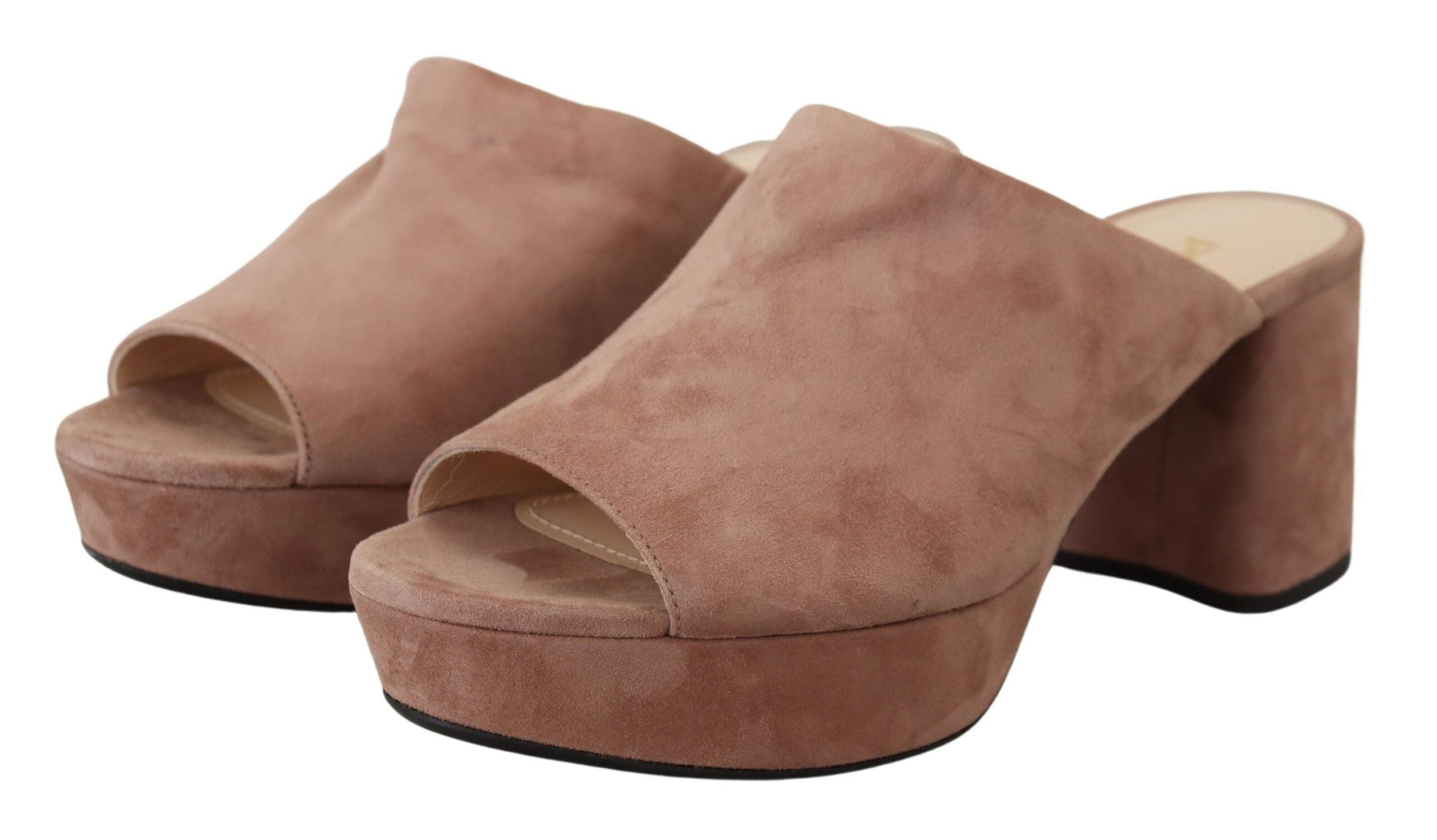 Sandales Camoscio en daim rose foncé, chaussures à talons blocs