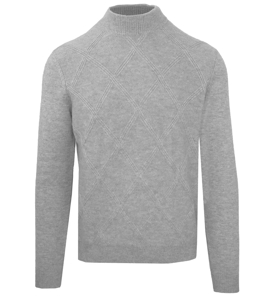 Gray Wool Men Turtleneck Sweater