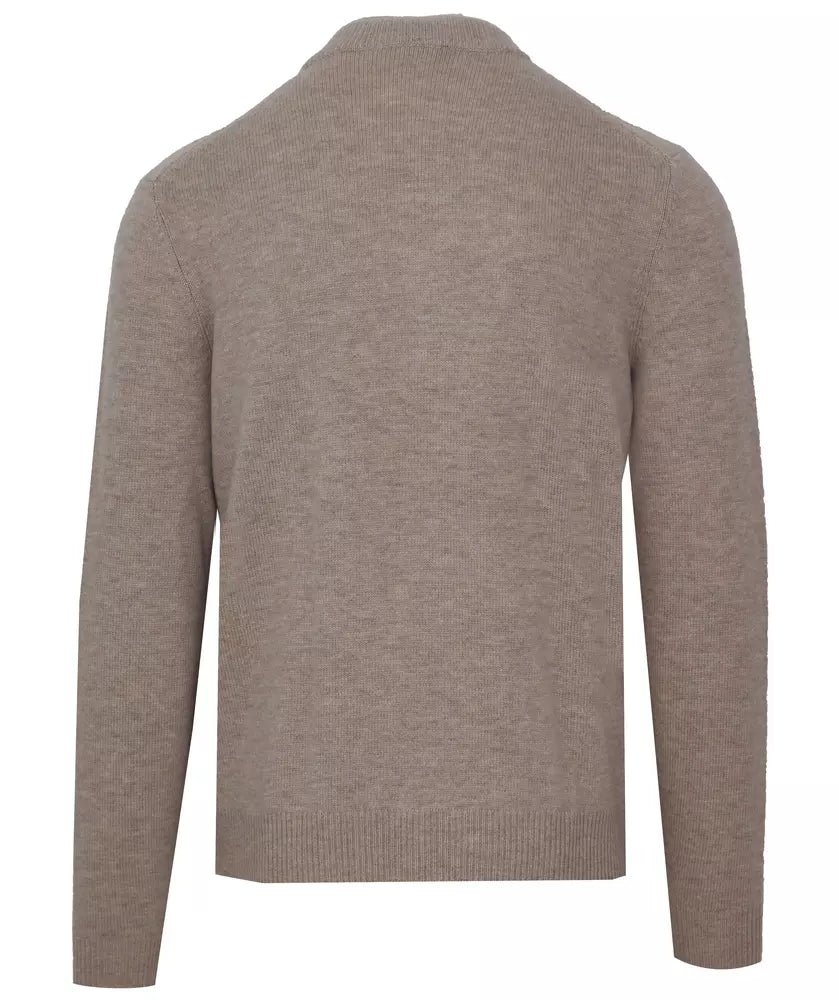 Beige Wool Men Turtleneck