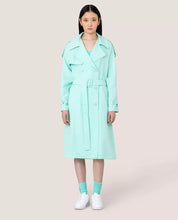 Elegant Light Blue Double-Breasted Trench Coat