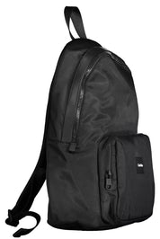 Black Polyester Men Backpack