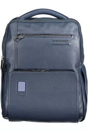 Blue Leather Men Backpack