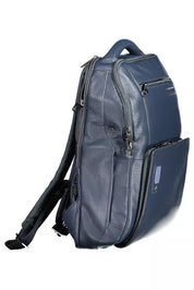 Blue Leather Men Backpack