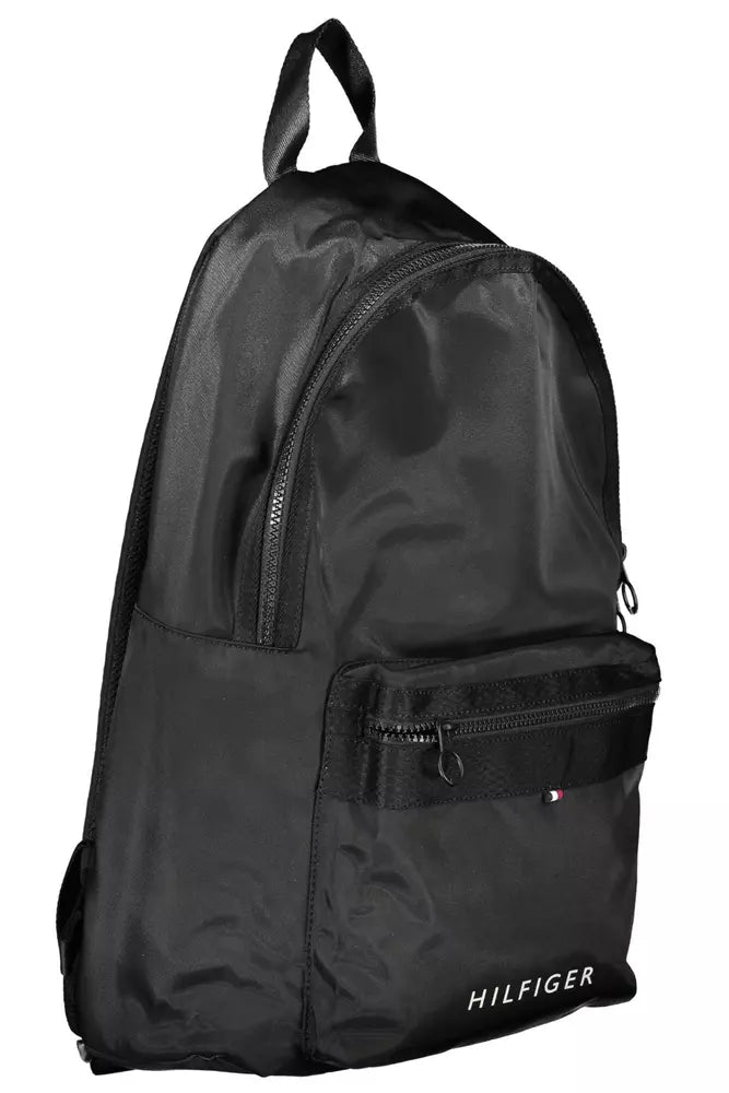 Black Polyester Men Backpack