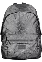 Black Polyester Men Backpack