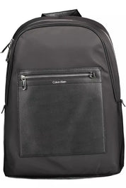 Black Polyester Men Backpack