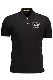 Black Cotton Men Polo Shirt