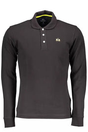 Black Cotton Men Polo Shirt