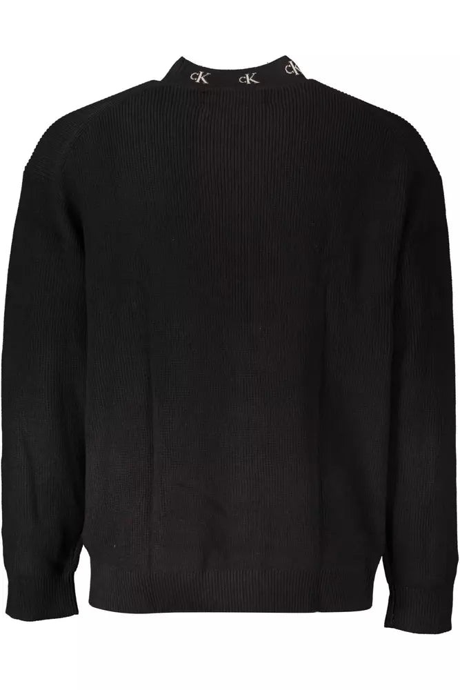 Black Cotton Men Sweater