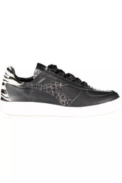 Black Leather Womens Sneaker