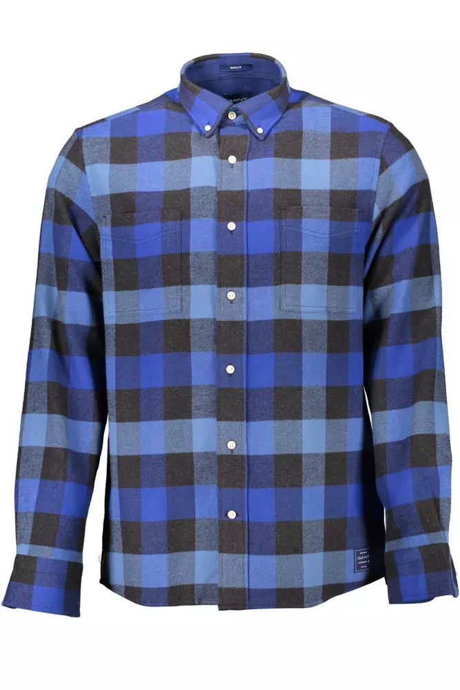 Blue Cotton Men Shirt