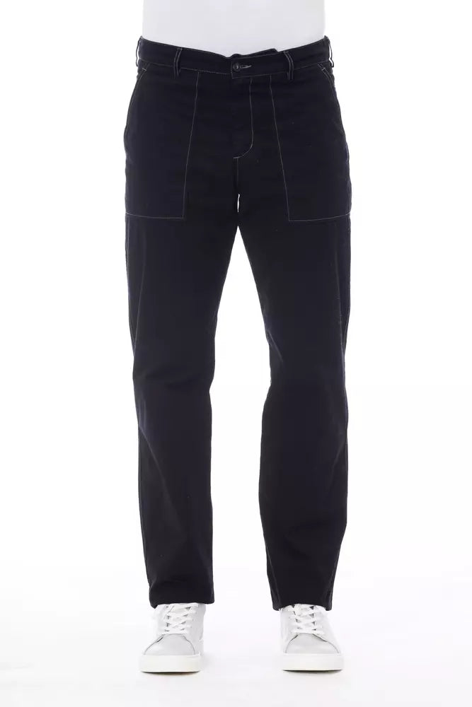 Blue Cotton Men Pants