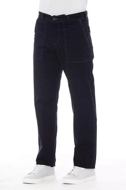 Blue Cotton Men Pants