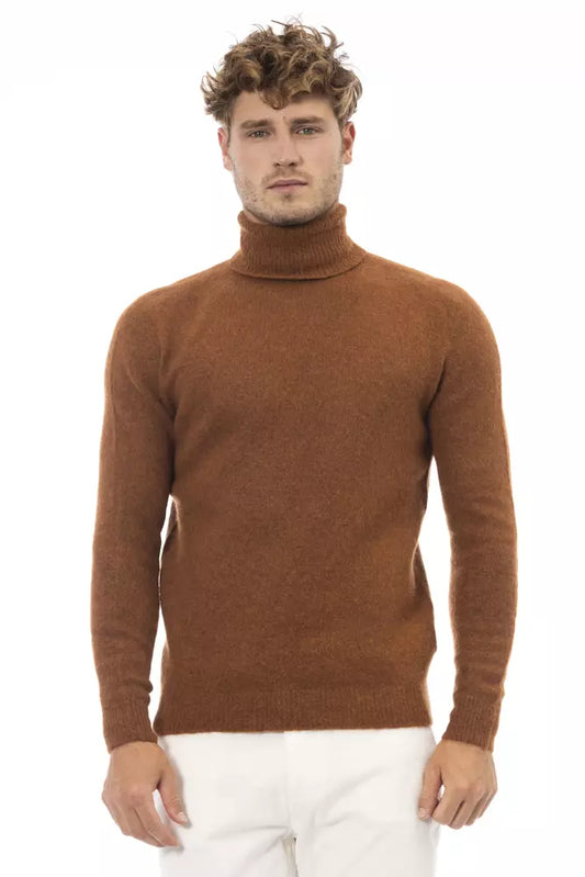 Brauner Alpaka-Lederpullover