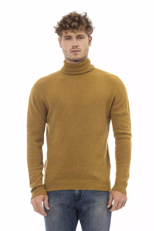 Brauner Alpaka-Lederpullover