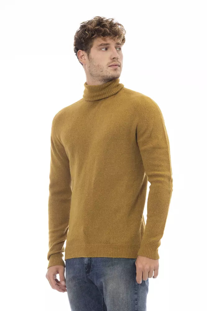 Brauner Alpaka-Lederpullover