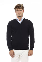 Schwarzer Wollpullover