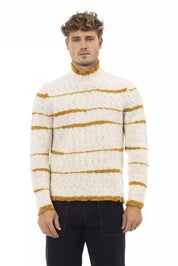 Beigefarbener Alpaka-Lederpullover