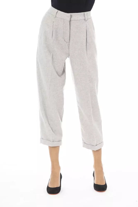 Gray Wool Women Trousers