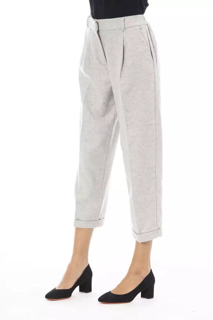 Gray Wool Women Trousers