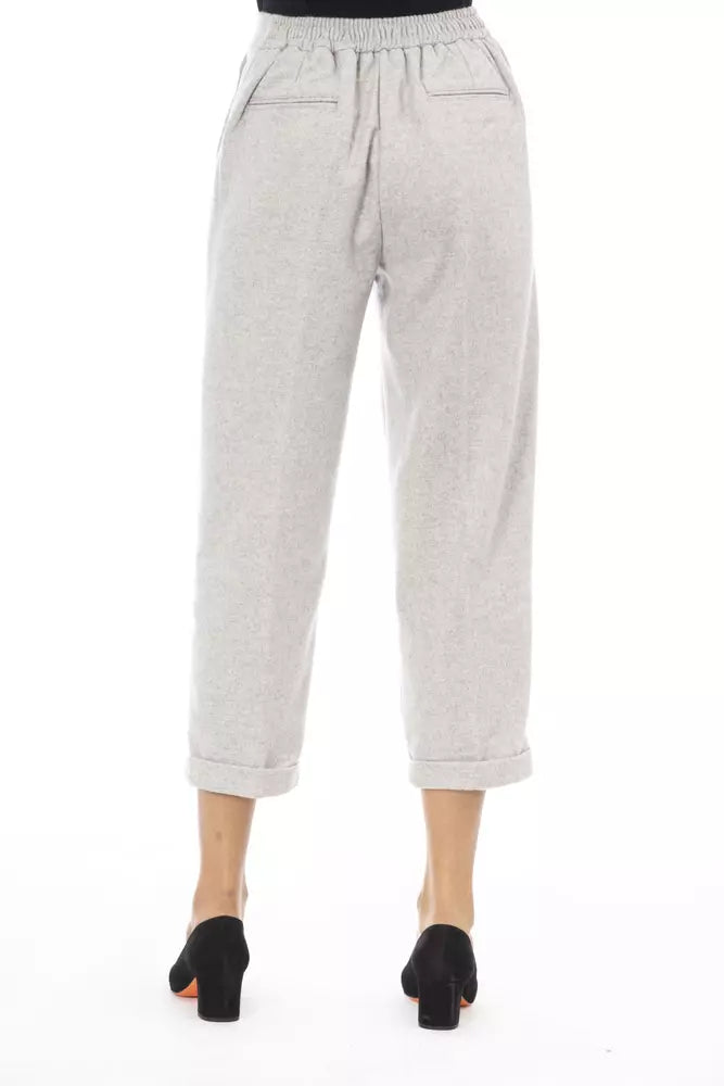 Gray Wool Women Trousers