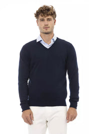 Blue Wool Men Sweater