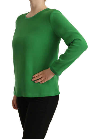 Pull Col Rond Manches Longues En Soie Vert