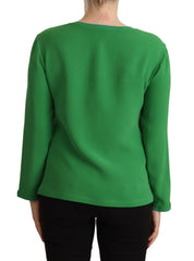 Pull Col Rond Manches Longues En Soie Vert