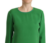 Pull Col Rond Manches Longues En Soie Vert